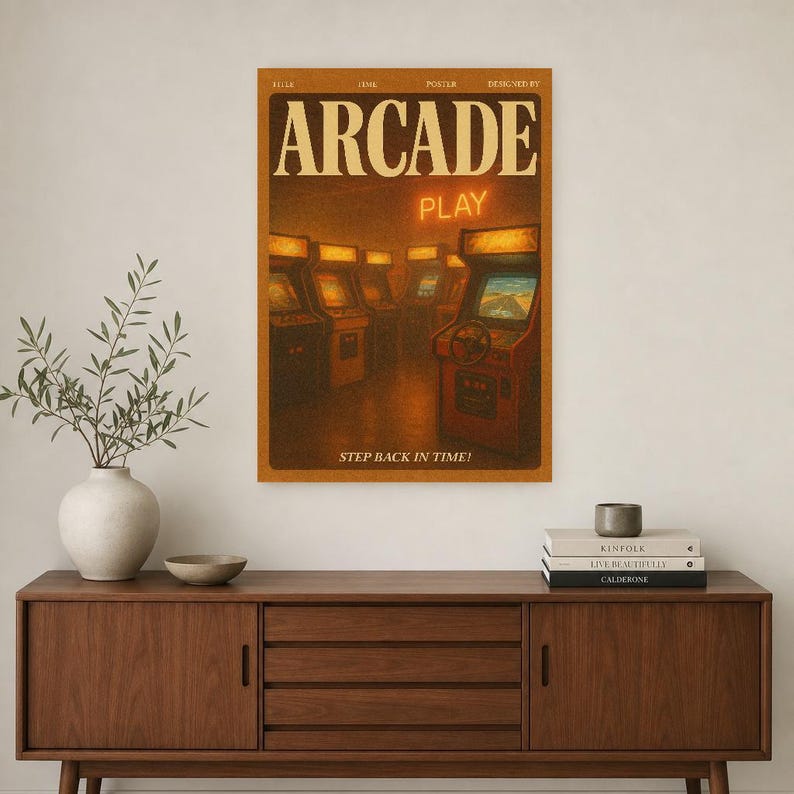 Arcade Retro Poster | Vintage 70s Wall Art Print | Aesthetic Magazine Print | Mid Century Retro Decor Gift image 3