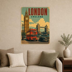London Travel Poster | Vintage Big Ben Print | England Wall Art | Printed & Shipped image 9