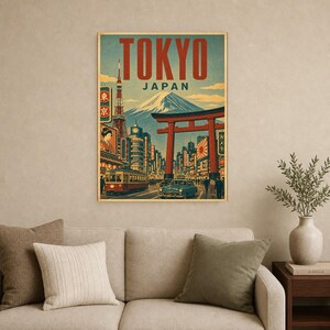 Tokio-Reiseposter | Vintage-Druck des Berges Fuji | Japanische Wandkunst | Gedruckt & Versand Bild 9