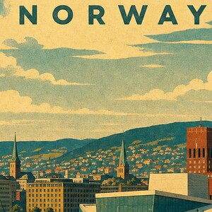 Oslo Travel Poster | Vintage Fjord Print | Norway Wall Art | Printed & Shipped image 3