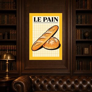 Brotküche Wand kunstdruck | Retro-Bistro-Bäckerei-Poster | Maximalistischer französischer Boulangerie-Druck | Esszimmer-Dekor Bild 7
