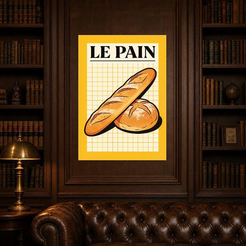 Brotküche Wand kunstdruck | Retro-Bistro-Bäckerei-Poster | Maximalistischer französischer Boulangerie-Druck | Esszimmer-Dekor Bild 7