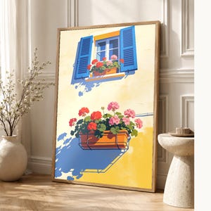 Mediterraner Fenster-Küchendruck | Dolce Vita Italienischer Wandkunstdruck | Esszimmer-Sommerdekoration Bild 1