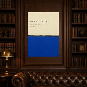 Two Plans | Abstract Wall Art | Modern Gallery Poster | Cobalt and Black Minimalist Print | Printed & Shipped image 5