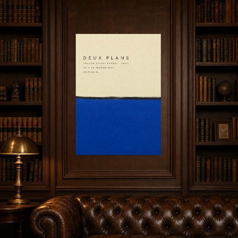 Two Plans | Abstract Wall Art | Modern Gallery Poster | Cobalt and Black Minimalist Print | Printed & Shipped image 5