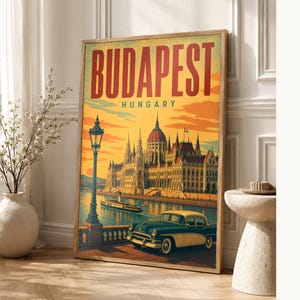 Budapest Travel Poster | Vintage Parliament Print | Hungary Wall Art | Printed & Shipped image 1
