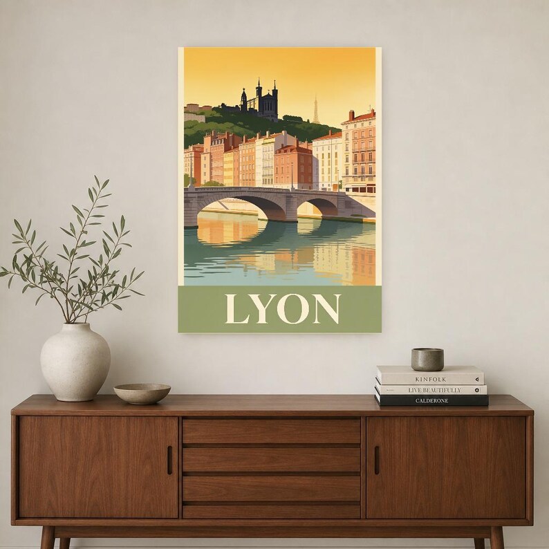 Lyon Vintage Travel Poster | Retro France City Art Print | Housewarming Gift Wall Decor image 3