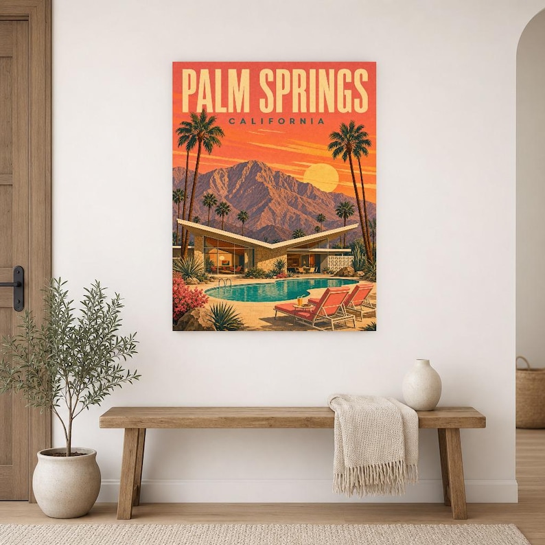 Palm Springs Travel Poster | Vintage 1950s Desert Modern Print | California Wall Art Print | Mid Century City Decor image 9