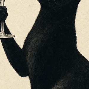 Black Cat Martini Wall Art Print | Olive Cocktail Poster | Bar Cart Print | Funny Black Cat Club Bar Decor image 3