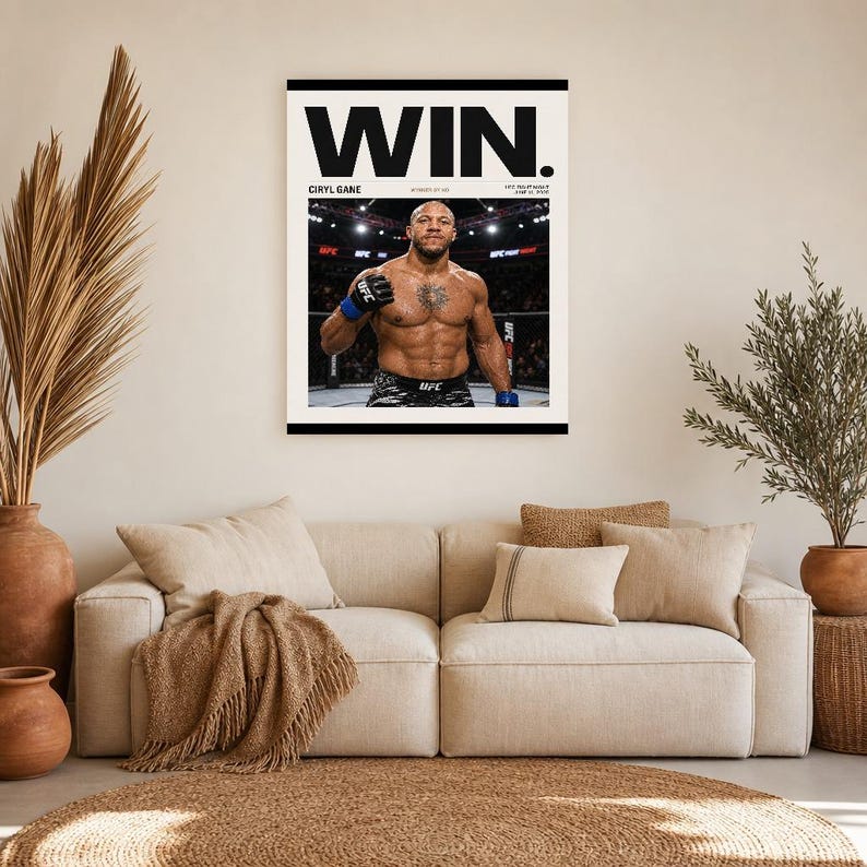 Ciryl Gane Poster | UFC Fight Night Gewinner MMA Wand kunstdruck | Achteckiges schweres Dekor Bild 7