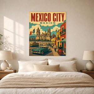 Mexico City Travel Poster | Vintage Cathedral Print | Mexico Wall Art | Printed & Shipped image 6