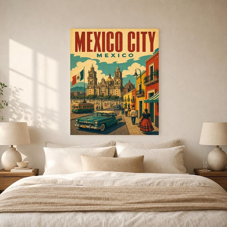 Mexico City Travel Poster | Vintage Cathedral Print | Mexico Wall Art | Printed & Shipped image 6