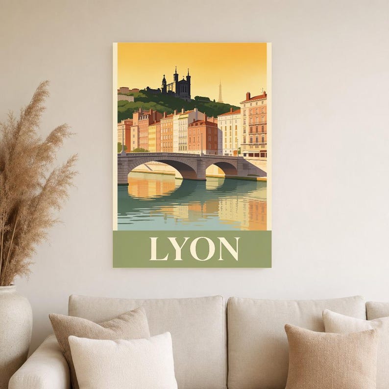 Lyon Vintage Travel Poster | Retro France City Art Print | Housewarming Gift Wall Decor image 5
