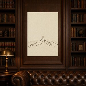 Neutral Gallery Wall Set Japandi Wall Art Print | Sand Beige Mountain Line | Wabi Sabi Minimal Print image 5