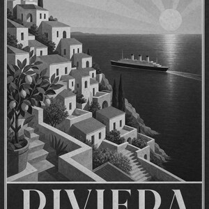 Teal Art Deco Travel Wall Art | Amalfi Riviera Poster | Coastal Gallery Print image 10