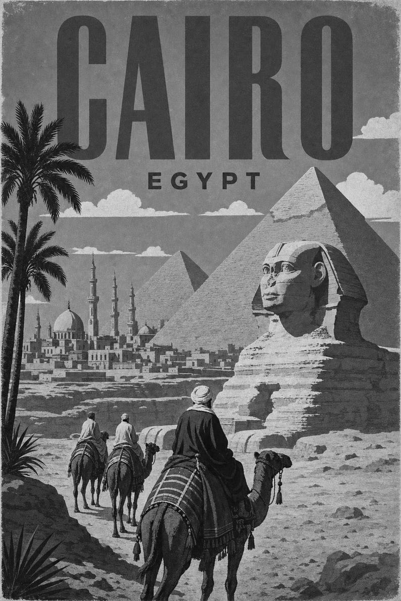 Kairo-Reiseposter | Vintage-Pyramiden-Druck | Ägyptische Wandkunst | Gedruckt & Versand Bild 10