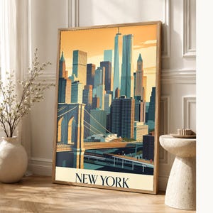 New York Vintage Reiseposter | Retro-USA-Stadt-Kunstdruck | Wanddekoration als Geschenk zur Wohnungserwärmung Bild 1