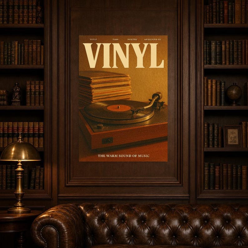 Vinyl Retro Poster | Vintage 70s Wall Art Print | Aesthetic Magazine Print | Mid Century Retro Decor Gift image 7