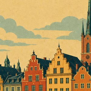Stockholm Travel Poster | Vintage Old Town Print | Sweden Wall Art | Printed & Shipped image 3