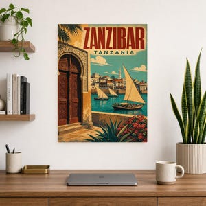 Zanzibar Travel Poster | Vintage Stone Town Print | Tanzania Wall Art | Printed & Shipped image 8