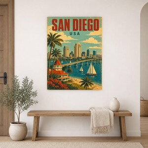 San Diego Travel Poster | Vintage 1950s Bay Print | Retro California Wall Art | Mid Century City Decor image 10