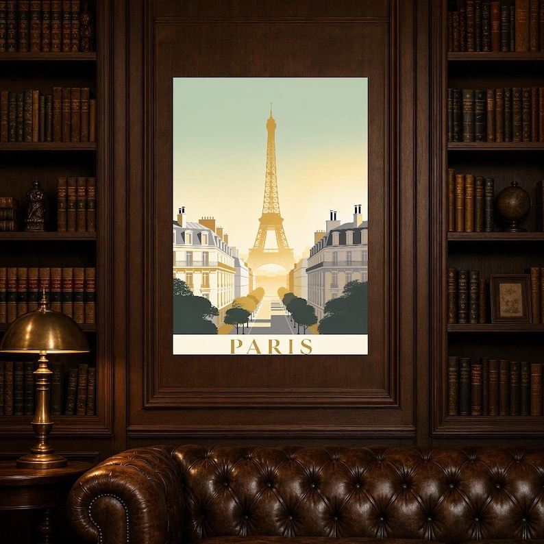 Póster de viaje vintage de París | Impresión de arte retro de la ciudad de Francia | Decoración de pared de regalo de inauguración de la cas imagen 4