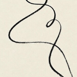 One Line | Abstract Wall Art | Modern Gallery Poster | Black and Cream Minimalist Print | Printed & Shipped image 3