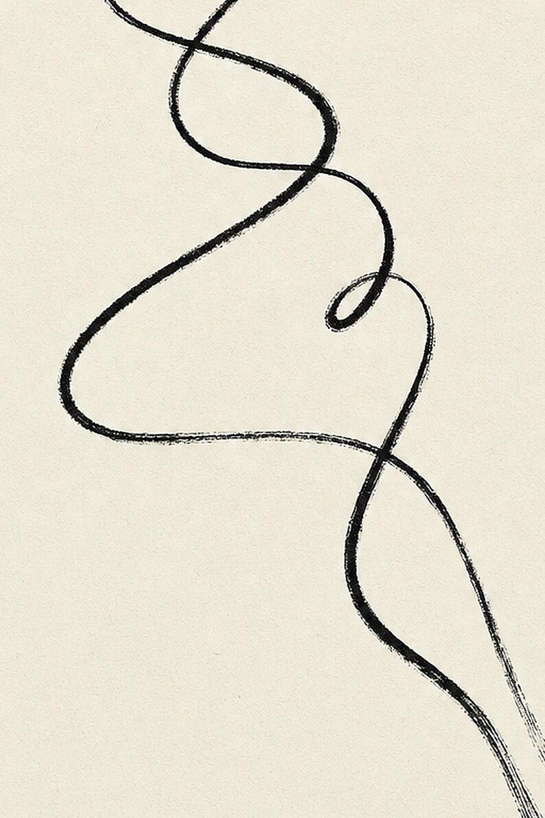 One Line | Abstract Wall Art | Modern Gallery Poster | Black and Cream Minimalist Print | Printed & Shipped image 3