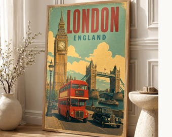 London Travel Poster | Vintage Big Ben Print | England Wall Art | Printed & Shipped