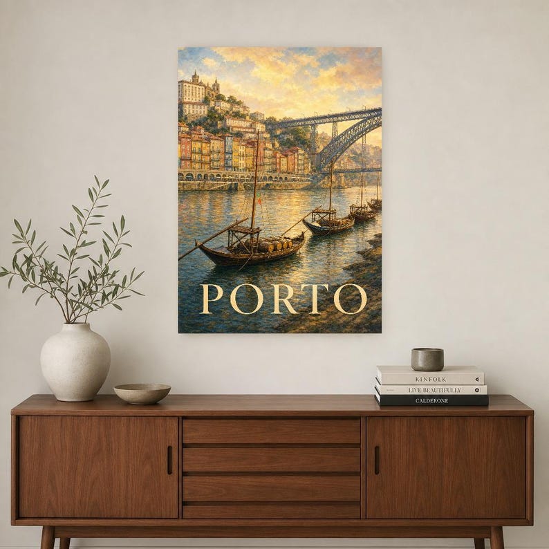 Porto Travel Poster | Soft Painting Portugal Wall Art | Named City Art Print | Printed & Shipped image 2