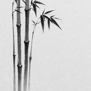 Black Ink Bamboo Japandi Wall Art Print | Mono Brushstroke Sumi-e Print | Zen Wabi Sabi Poster image 10
