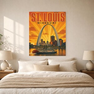 St. Louis Travel Poster | Vintage 1950s Gateway Arch Print | Missouri Wall Art Print | Mid Century City Decor image 5