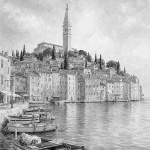 Plakat podróżniczy Rovinj | Delikatne malowanie, Chorwacja, grafika ścienna | Wydruk z nadmorskim miastem Adriatyku | Wydruk i wysyłka zdjęcie 10