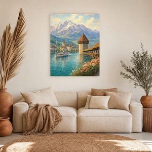 Reiseposter Vierwaldstättersee | Wandbild Schweiz (weiche Malerei) | Kunstdruck eines Sees in den Schweizer Alpen | Gedruckt & Versand Bild 7