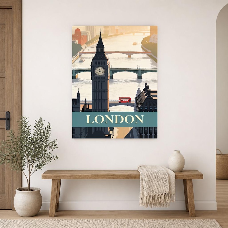 London Vintage Travel Poster | Retro England City Art Print | Housewarming Gift Wall Decor image 16