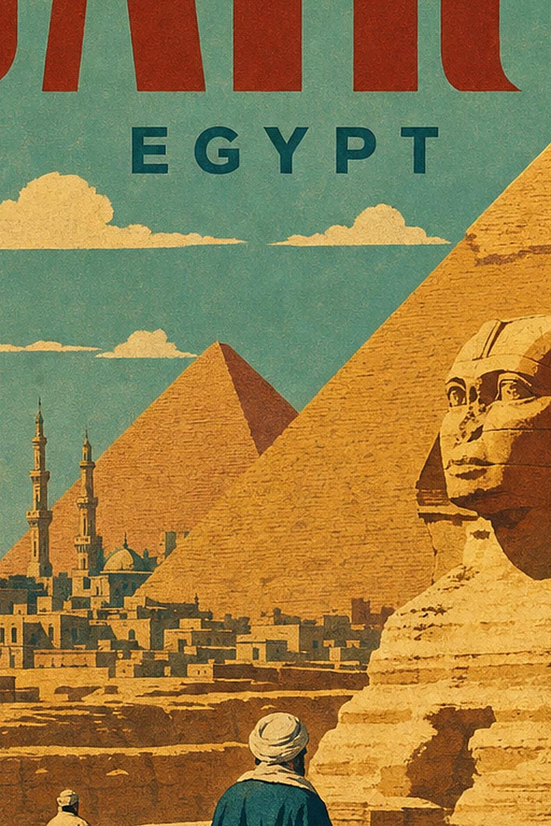 Kairo-Reiseposter | Vintage-Pyramiden-Druck | Ägyptische Wandkunst | Gedruckt & Versand Bild 3