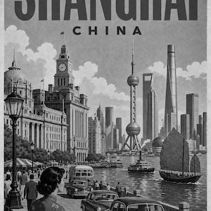 Shanghai Travel Poster | Vintage The Bund Print | China Wall Art | Printed & Shipped image 10
