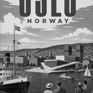 Oslo Travel Poster | Vintage Fjord Print | Norway Wall Art | Printed & Shipped image 10