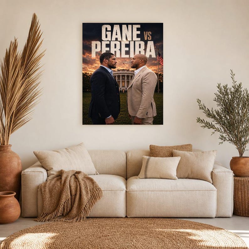 Póster Gane vs Pereira | Noche de pelea en la Casa Blanca de UFC 2026 | Impresión de arte de pared cara a cara de MMA ? Decoración de lucha imagen 7