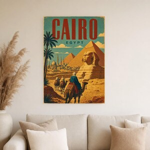 Kairo-Reiseposter | Vintage-Pyramiden-Druck | Ägyptische Wandkunst | Gedruckt & Versand Bild 4