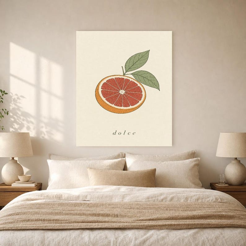 Blutorange Botanischer Wand kunstdruck | Minimalistischer Line Art Küchendruck | Italienisches Dolce-Zitrus-Poster | Mediterranes Dekor Bild 6