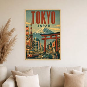 Tokio-Reiseposter | Vintage-Druck des Berges Fuji | Japanische Wandkunst | Gedruckt & Versand Bild 4