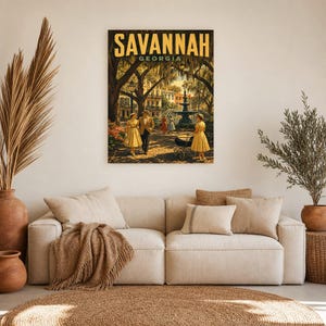 Savannah Travel Poster | Vintage 1950s Spanish Moss Print | Georgia Wall Art Print | Mid Century City Decor image 6