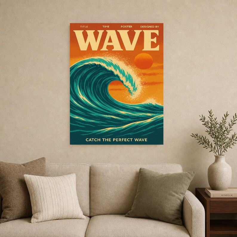 Wave Retro Poster | Vintage 70s Wall Art Print | Aesthetic Magazine Print | Mid Century Retro Decor Gift image 12
