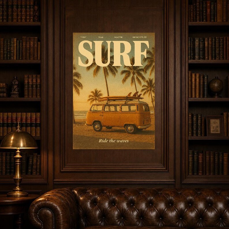 Surfing Retro Poster | Vintage 70s Wall Art Print | Aesthetic Magazine Print | Mid Century Retro Decor Gift image 4