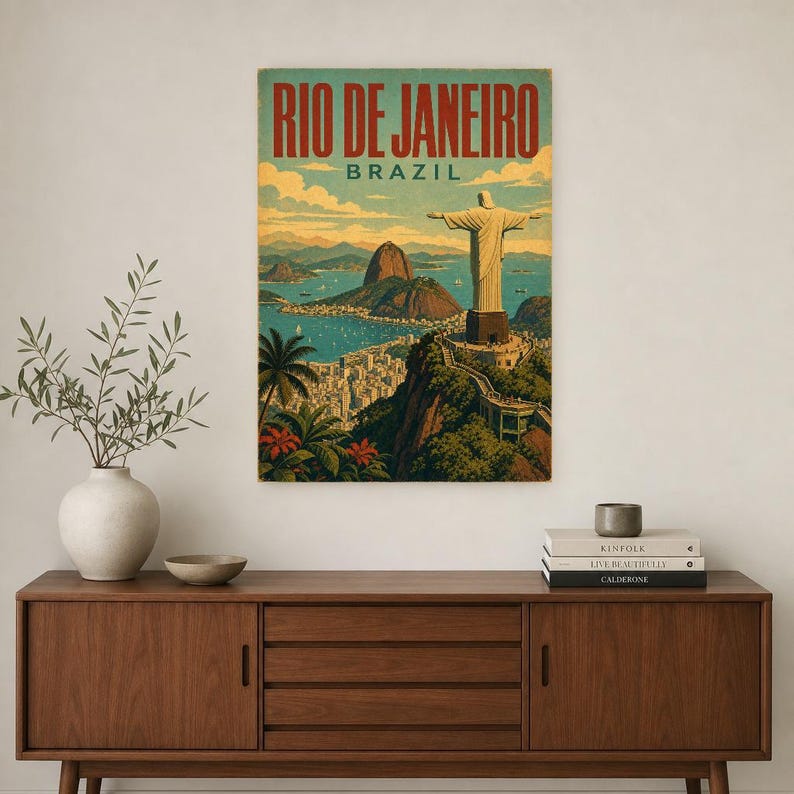 Rio de Janeiro Travel Poster | Vintage Rio Print | Brazilian Wall Art | Printed & Shipped image 2