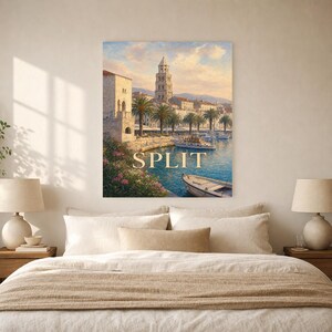 Split Travel Poster | Soft Painting Croatia Wall Art | Named City Coastal Print | Printed & Shipped image 6