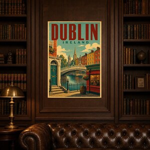 Dublin Travel Poster | Vintage Dublin Print | Ireland Wall Art | Printed & Shipped image 5