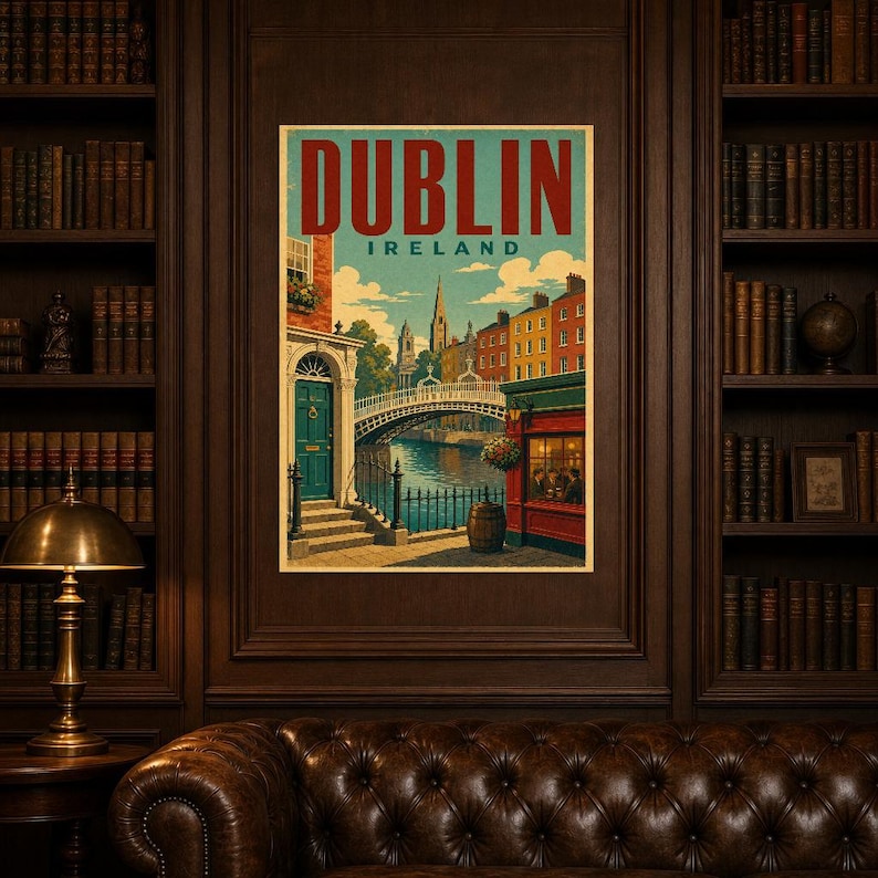 Dublin Travel Poster | Vintage Dublin Print | Ireland Wall Art | Printed & Shipped image 5