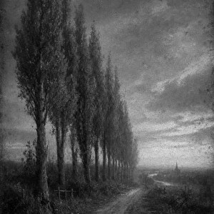 Moody Country Lane Pappelbäume Wandkunstdruck | Vintage Ölgemälde Druck | Golden Horizon Tonalistisches Dekor | Antikes Wegposter Bild 11